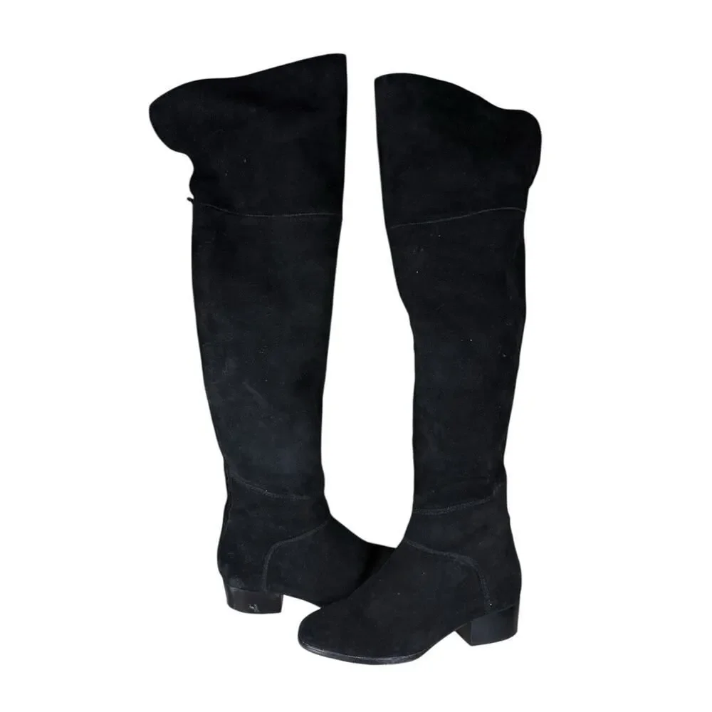 Joie Black Suede Over the Knee Boots Women’s 36.5 / US 6.5 Block Heel Overknee